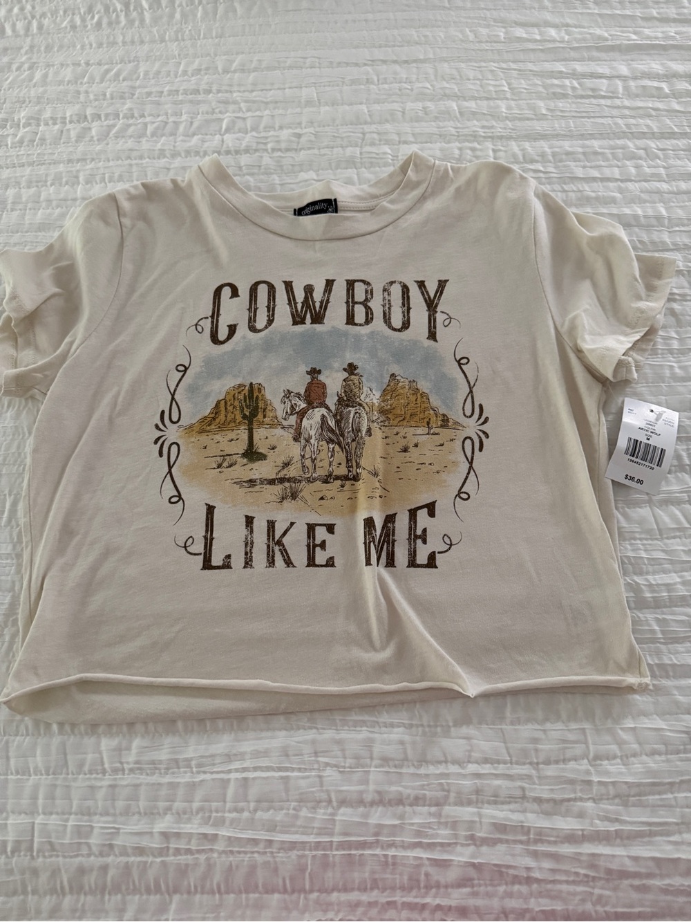 Originality Cowboy Like Me Graphic Tee - Cream ( Size M) - NEW